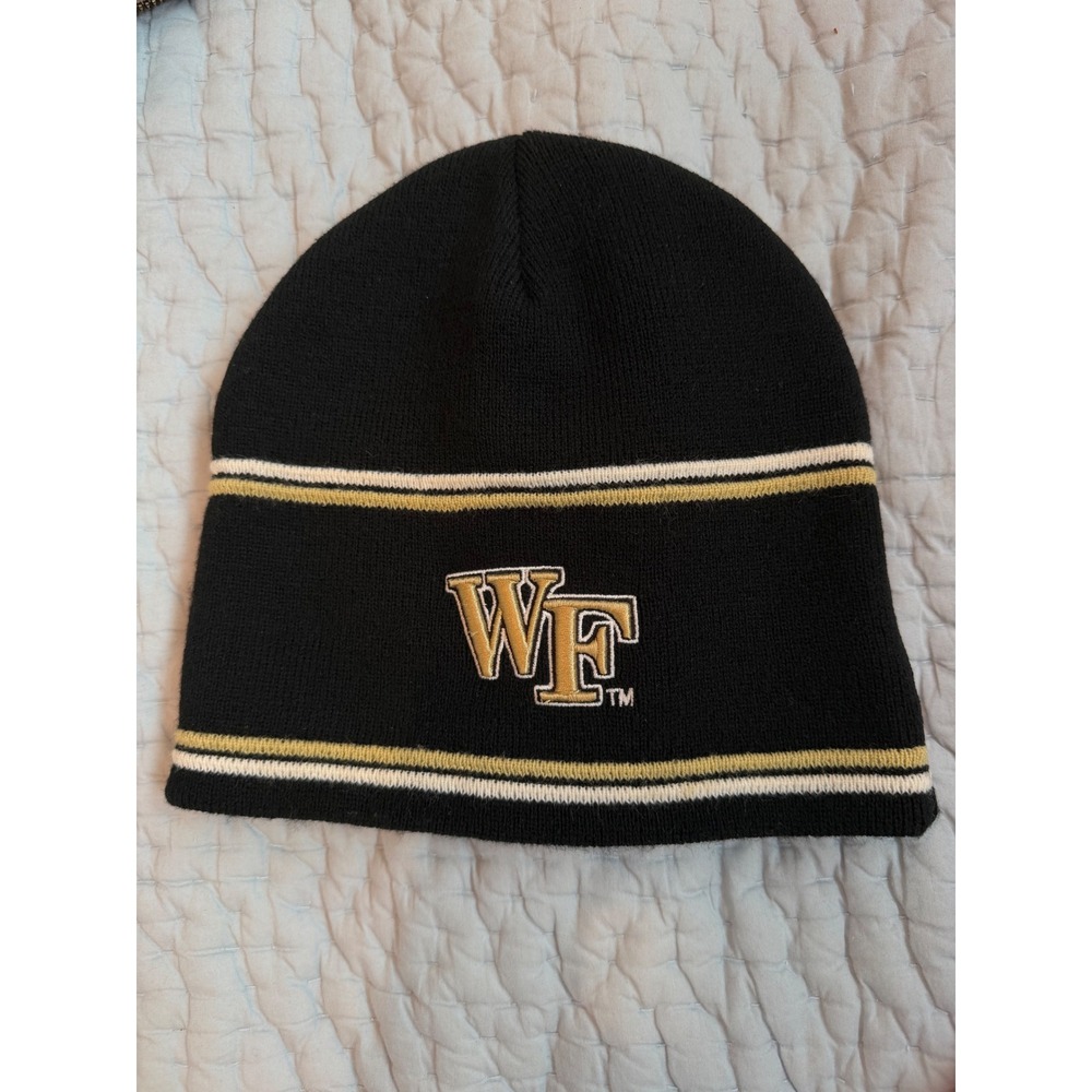 Colosseum Wake Forest Demon Deacons Beanie Hat Black Gold Embroidered WF Logo